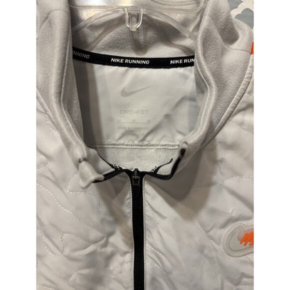 Nike Shirt Men's Med Gray Orange Running Dri Fit Wild Run Element 1/2 Zip Mock - Picture 2 of 5